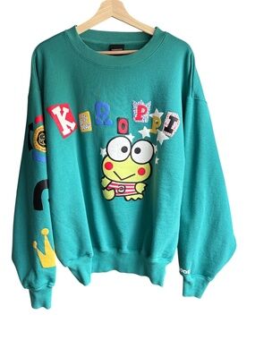 Sanrio x Dumbgood Keroppi Puff Print Crew Neck Sweatshirt Size Large Oversized